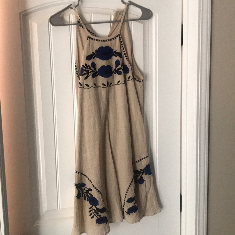 Boho high neck embroidered dress